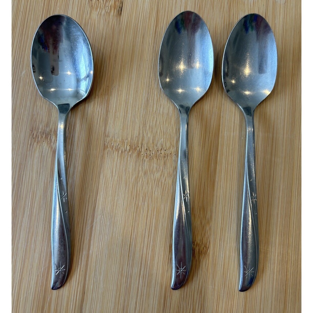 Oneida ATOMIC Twin Star Stainless Flatware Teaspoons / Soup VTG Betty‎ Crocker